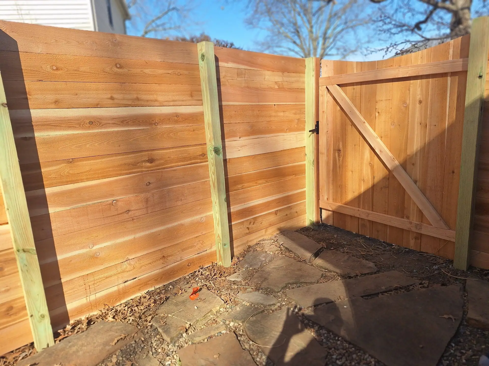 Horizontal wood fence modern design Kansas City