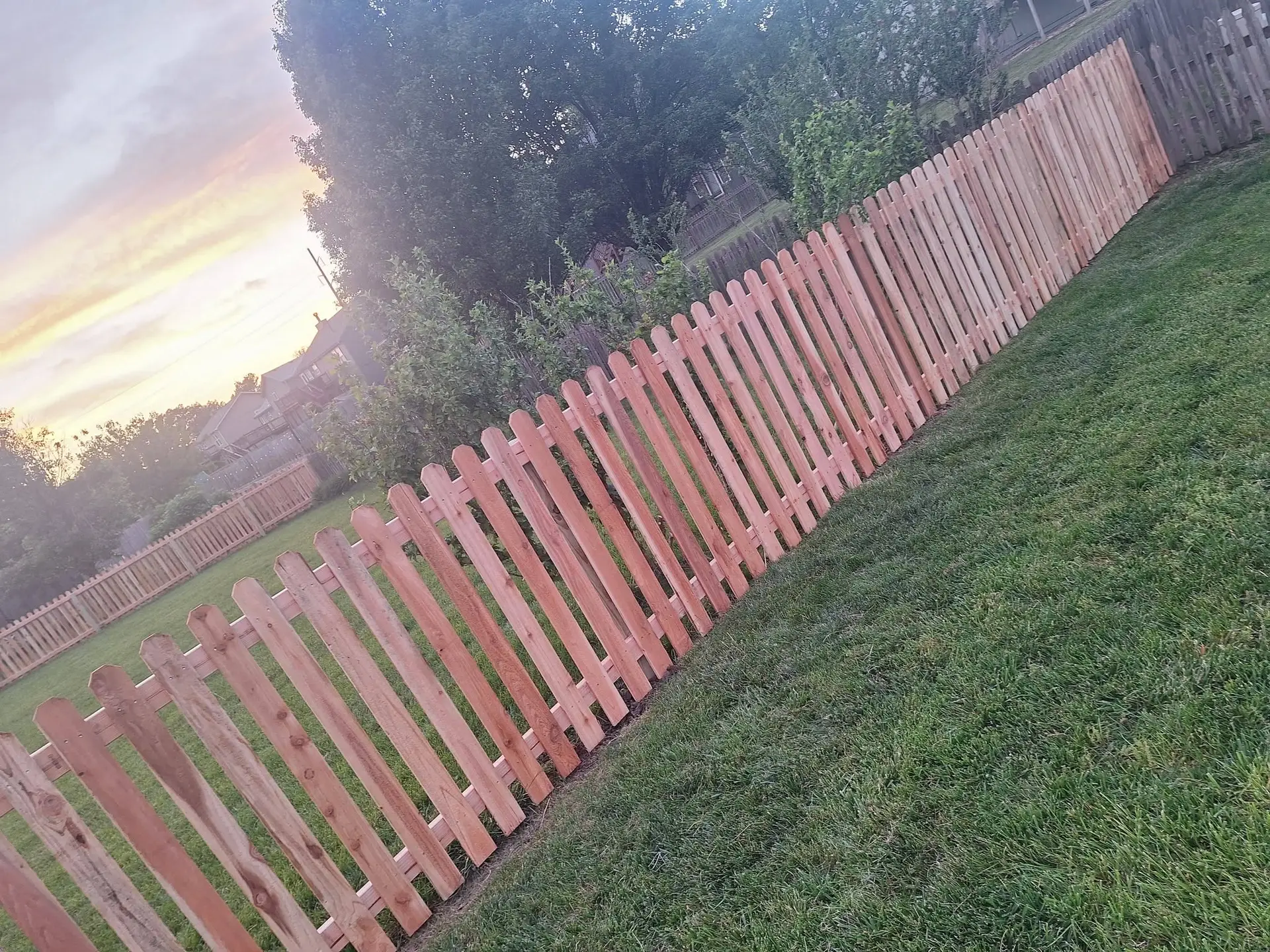 Spaced dog ear cedar wood fence Kansas City by Pride Fence KC